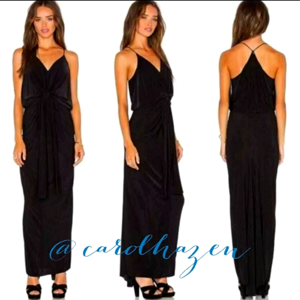 Misa Los Angeles Domino MAXI Dress Twisted Knot RICH BLACK Luxury Summer
